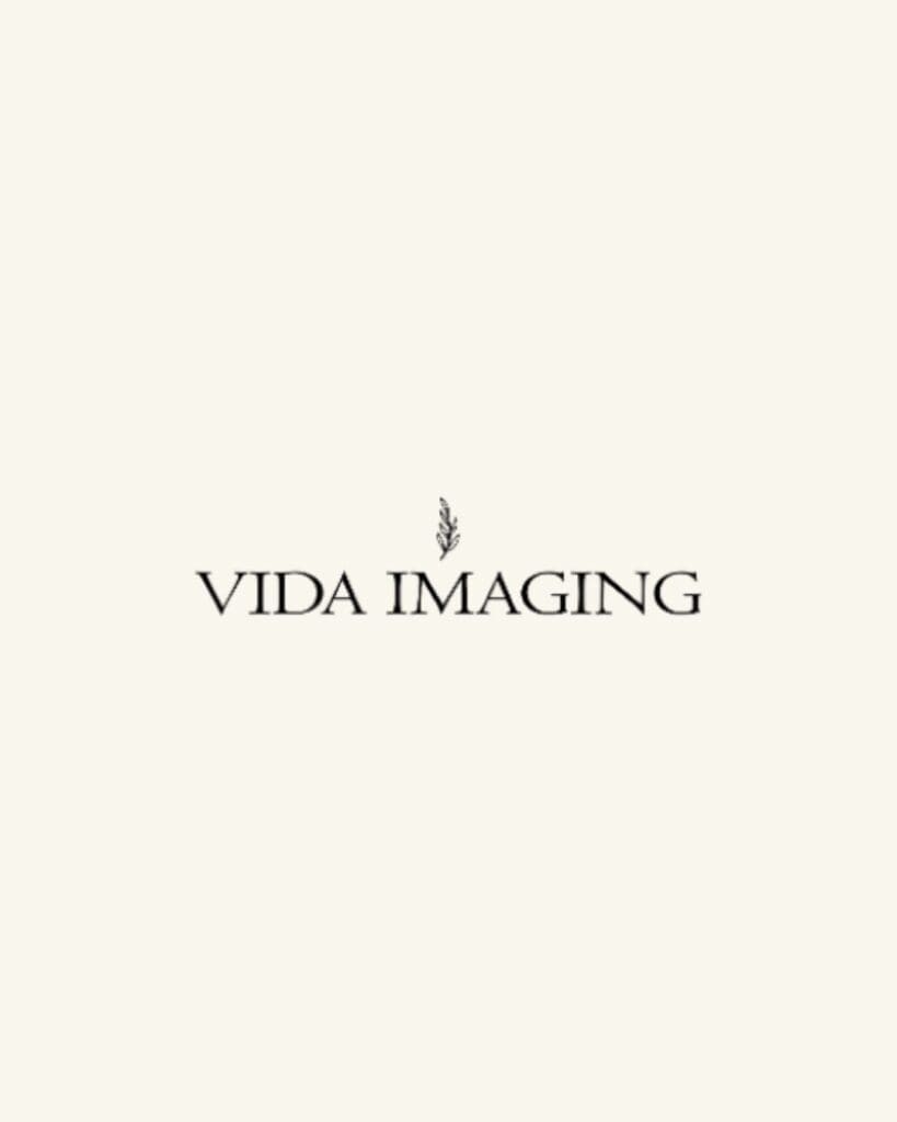 Before Image Primary Before Vida Imaging logo featuring a minimalist serif wordmark with a botanical leaf icon on a soft cream background.